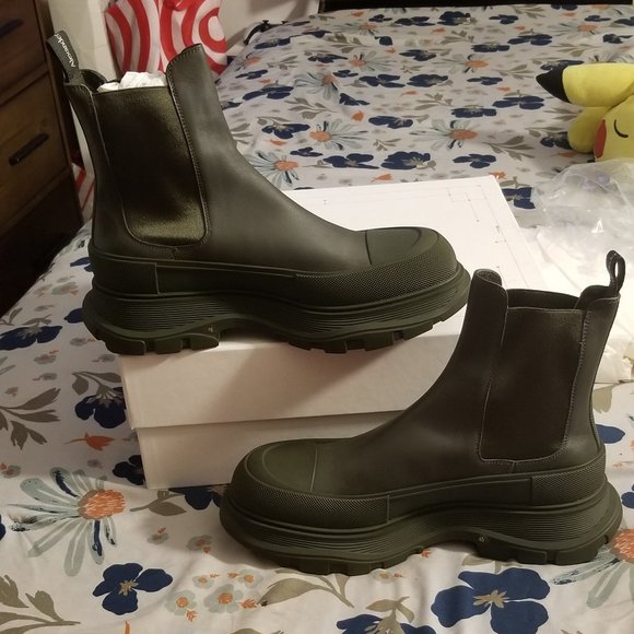 Brand New Alexander Mcqueen Leather Chelsea Boot Green  Sz 45/12 main image 5